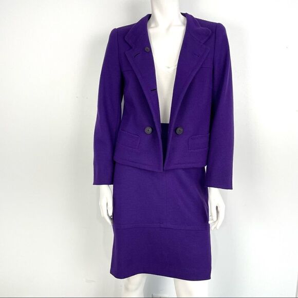 Riani Purple Two Piece Wool Skirt Suit set - Picture 1 of 14